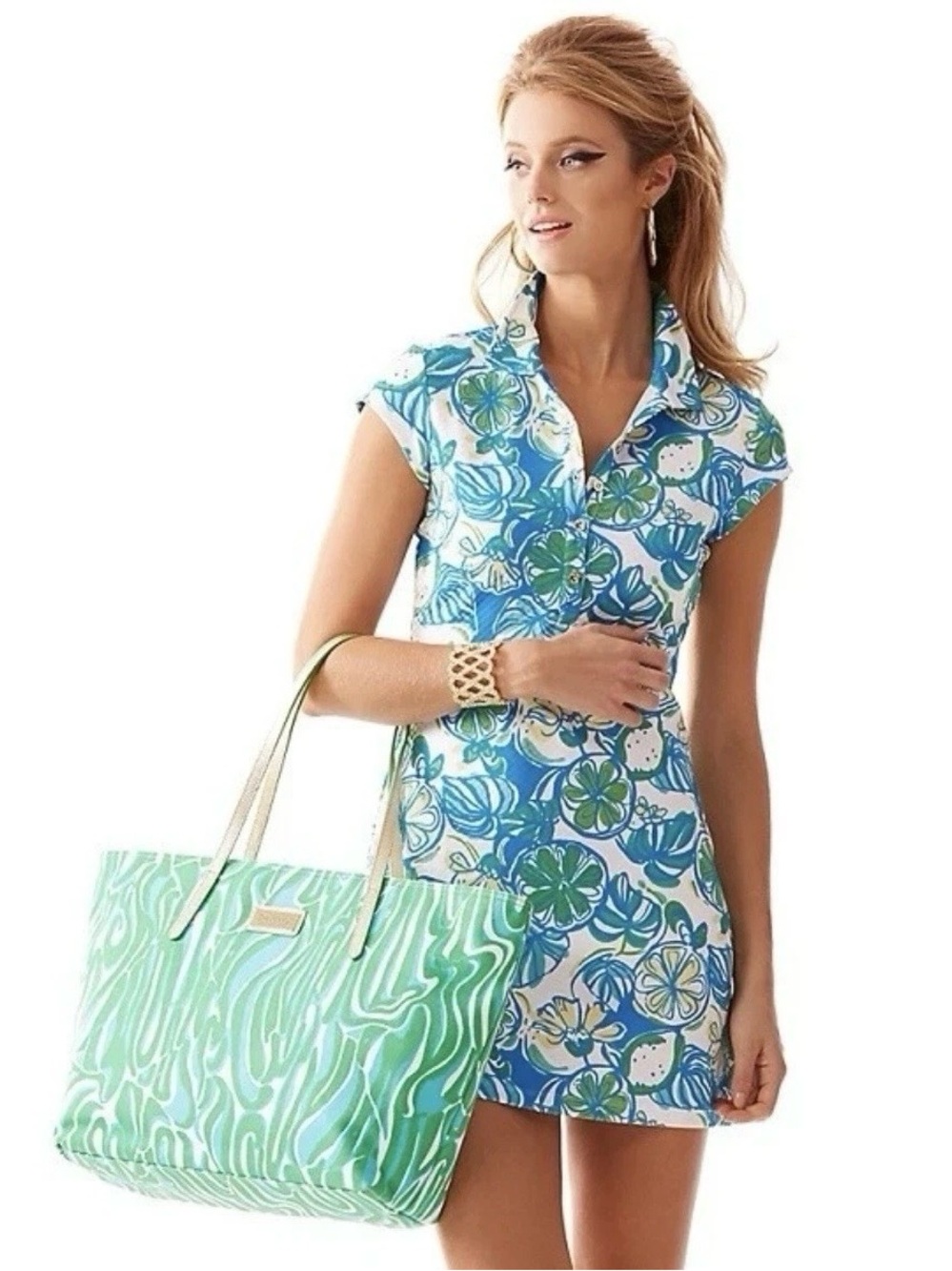 Lilly Pulitzer Rayna Cut Out Back Sweet And Sour Knit Pique Polo Dress Medium
